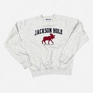 Jackson Hole Wyoming Crewneck Sweatshirt Small Gray Graphic Pullover Size S